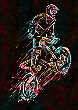 Motocross Rider Abstract Digital Art