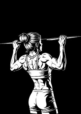 Woman Doing Pull-Ups Illustration