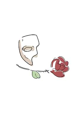 Phantom Mask and Rose Illustration