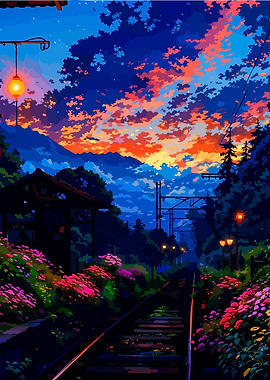 Train Tracks at Sunset