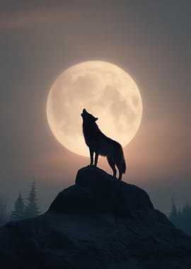 Wolf Howling at the Moon