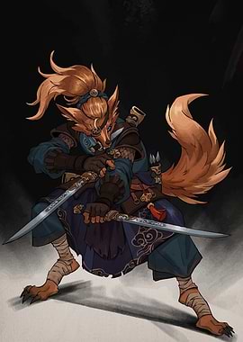 Fox Warrior with Swords