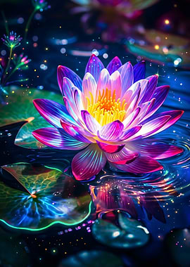 Radiant Neon Water Lily