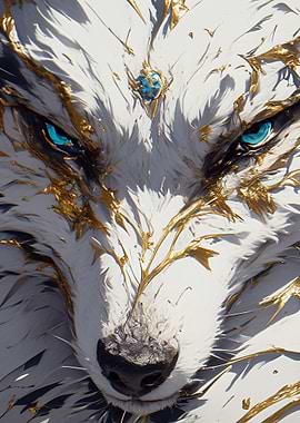 White Wolf with Golden Accents