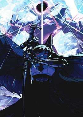 Anime Girl with Sword and Abstract Background