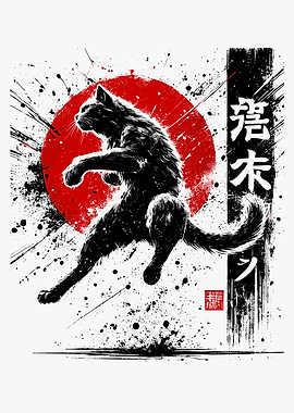 Black Cat Japanese Art