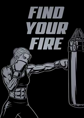 Female Boxer Punching Bag Illustration