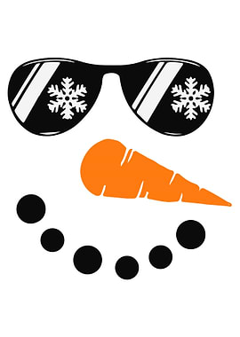 Cool Snowman Face with Sunglasses