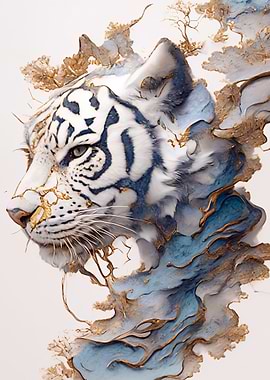 Abstract White Tiger Portrait