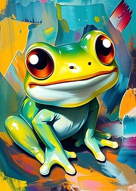 Cartoon Frog with Big Eyes