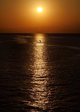 Paddleboarder at Sunset