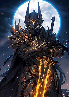 Dark Knight with Fiery Sword