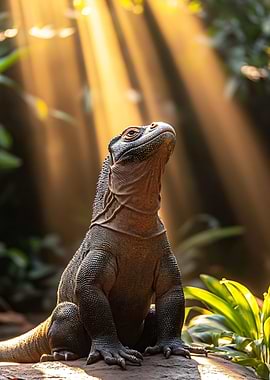 Komodo Dragon basking in sunlight
