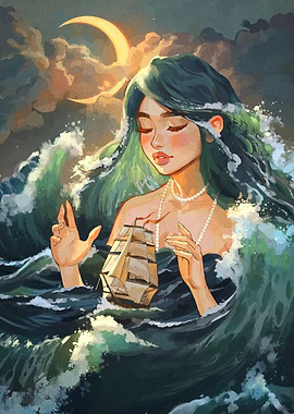 Ocean Goddess with Ship