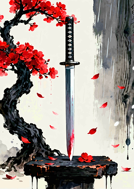 Katana with Cherry Blossoms