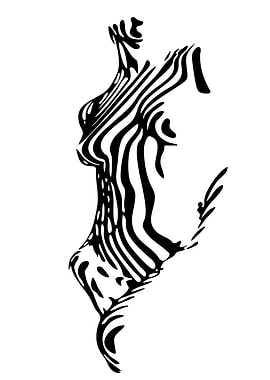 Zebra Striped Woman Silhouette