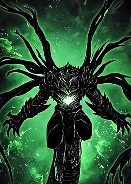 Dark armored figure with green aura