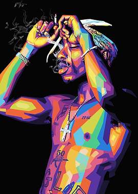 Colorful Tupac Shakur Portrait
