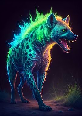 Neon Hyena Portrait
