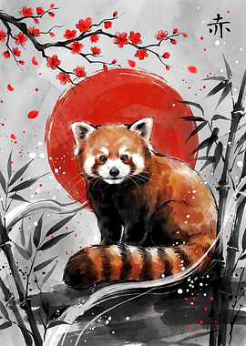 Red Panda Japanese Art