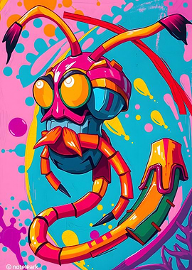 Cartoonish Alien Creature with Bright Colors