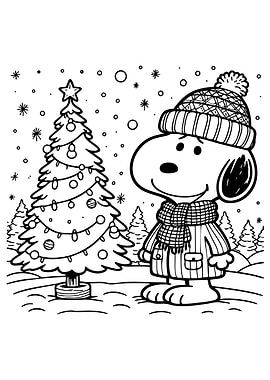 Cute Dog Christmas Coloring Page