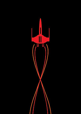 Red Spaceship Minimalist Art
