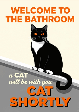 Welcome to the Bathroom Cat Poster