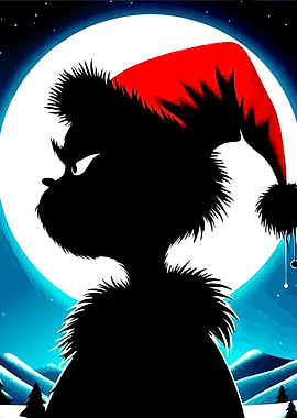 Monster Silhouette with Santa Hat