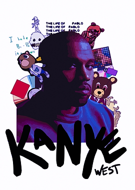 Kanye West Portrait with Album Art