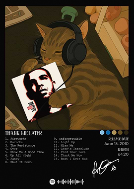 Cat Listening to Drake's Album
