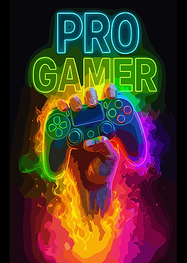Pro Gamer Controller Neon Art