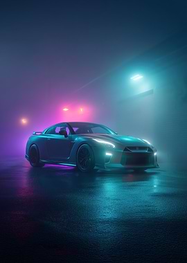 Nissan GT-R in Neon Fog