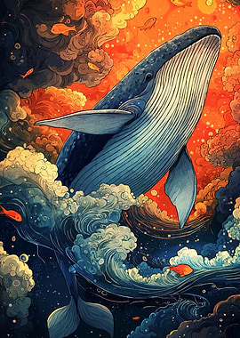 Whale in Ocean Art