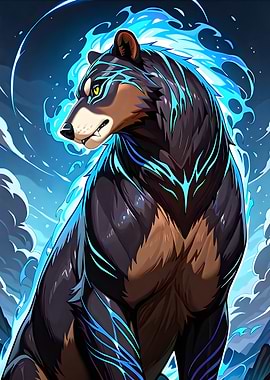 Mystical Bear with Blue Energy