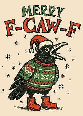 Merry F-CAW-F Holiday Crow