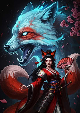 Fox Spirit and Woman in Kimono