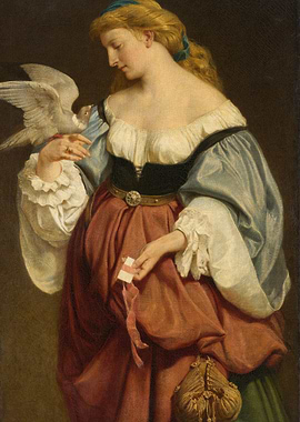 Woman with Dove and Letter Painting