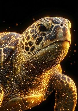 Glowing Sea Turtle Portrait