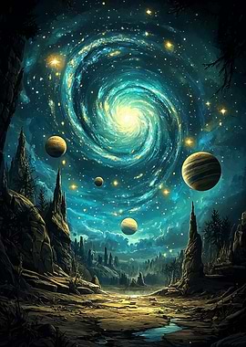 Cosmic Landscape with Planets and Galaxy