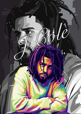 J. Cole Colorful Portrait