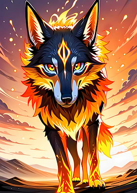 Fiery Wolf Digital Art