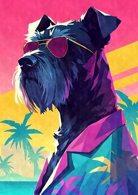 80s Retro Giant Schnauzer Dog