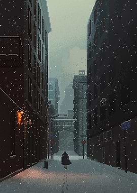 Winter City Scenery PixelArt