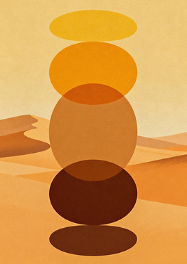 Minimalist Boho Sun & Sand Abstract - Zen Desert Balance
