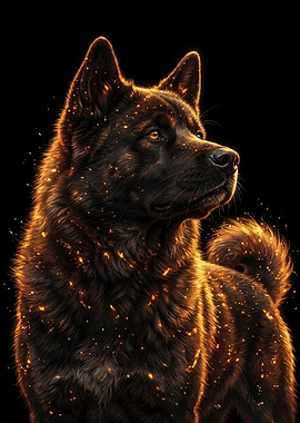 Glowing Akita Dog Portrait