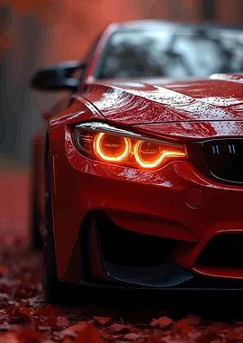 Red BMW Car Close-Up