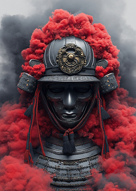 Samurai Armor with Red Smoke