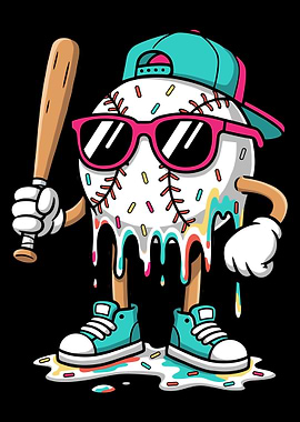 Cool Baseball Character with Bat