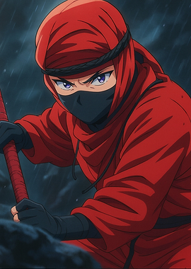 Red Ninja Anime Character